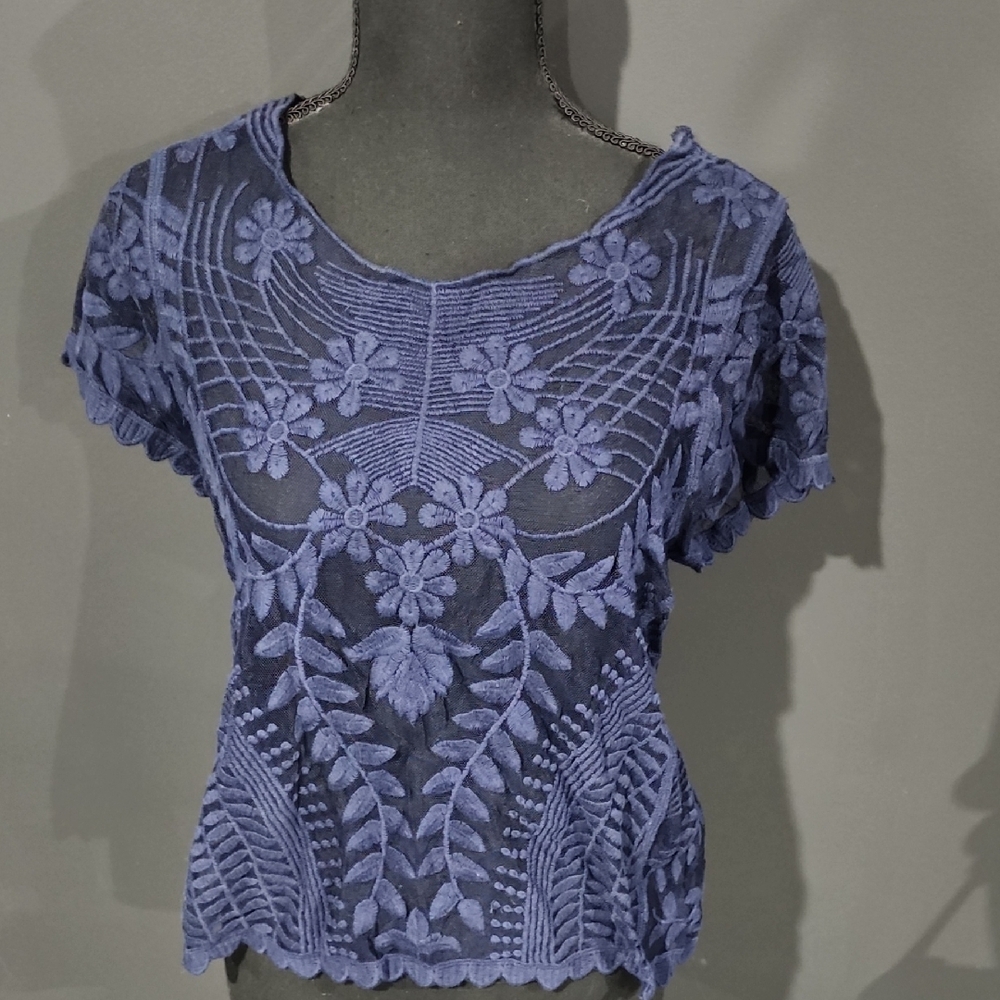 Floral Lace Women’s Top - Blue